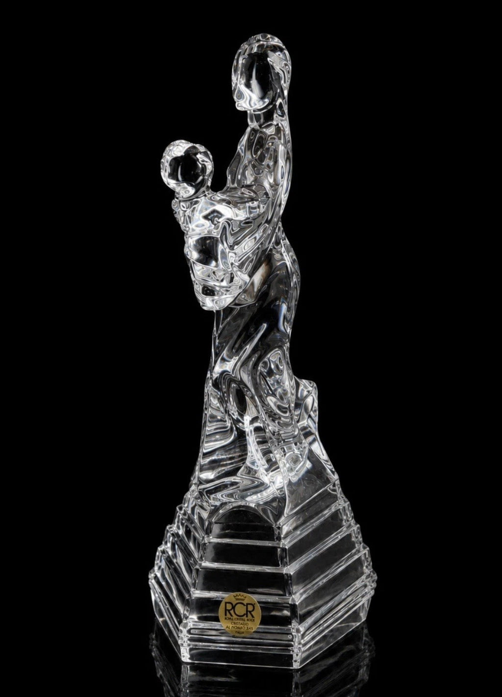 Sculpture Cristal Mère et Enfant RCR — Cristalleria Italiana 24% Plomb 26cm